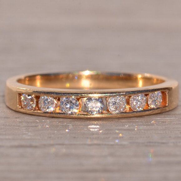 Channel Set Natural Diamond Band in Yellow Gold